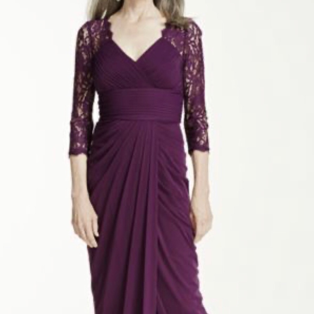 Floor Length Lace & Stretch Taffeta Dress